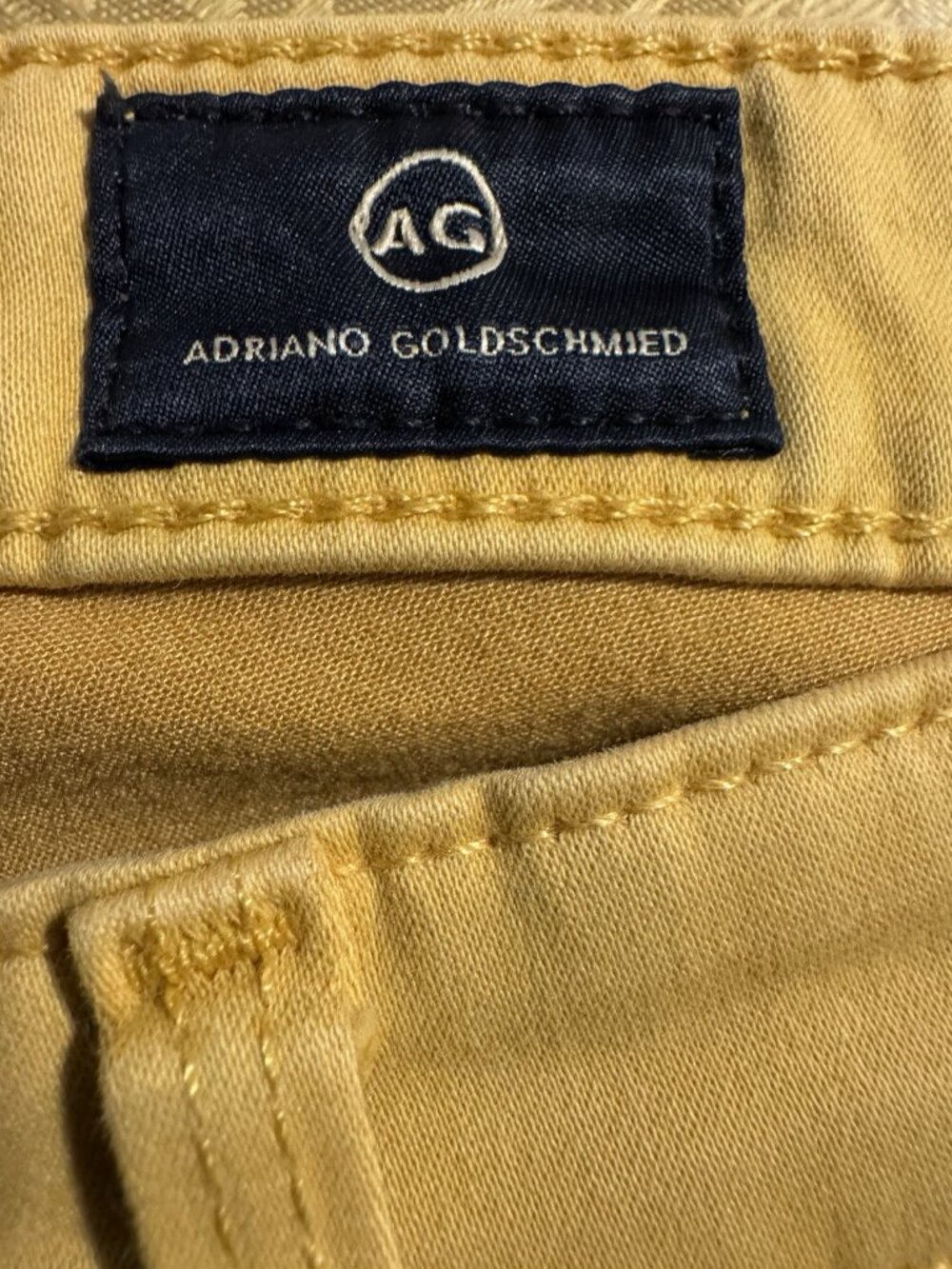 AG Adriano Goldschmied The Abbey Ankle Mid Rise Jeans Yellow Mustard Size 28R - Picture 3 of 8